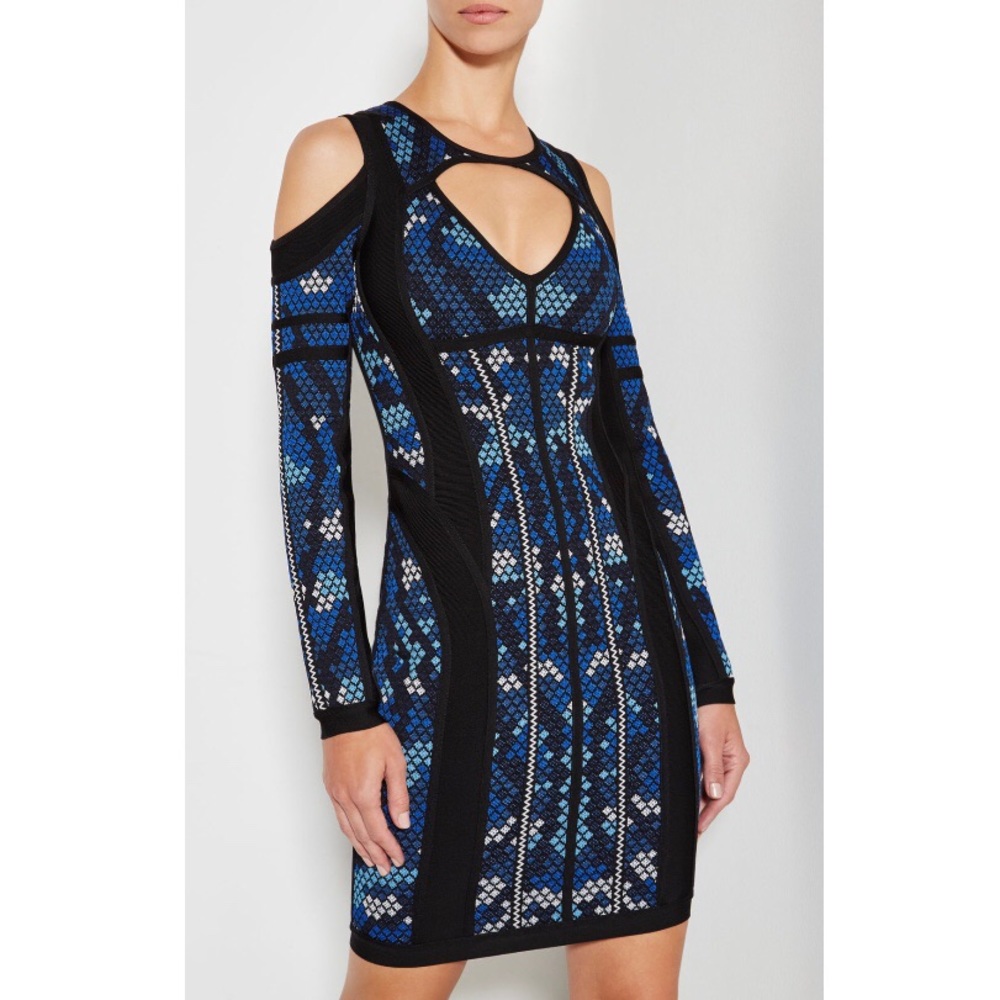 Herve Leger Cold Shoulder Cut Out Bandage Dress - Picture 3 of 8